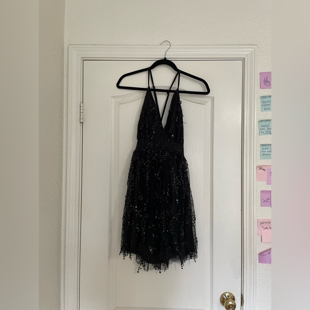 Short Black Sequin Prom Dress